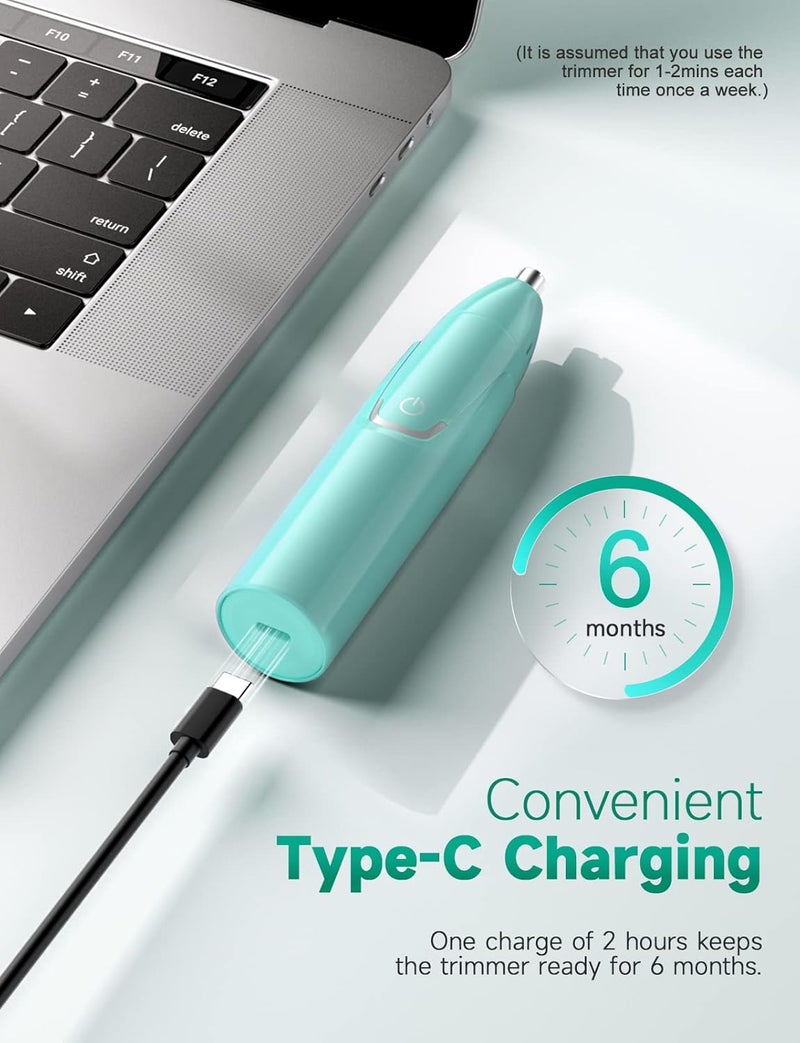 ZORAMI Rechargeable Ear and Nose Hair Trimmer - 2025 Professional Painless Eyebrow & Facial Hair Trimmer for Men Women, Powerful Motor and Dual-Edge Blades for Smoother Cutting Mint Green - Image 2